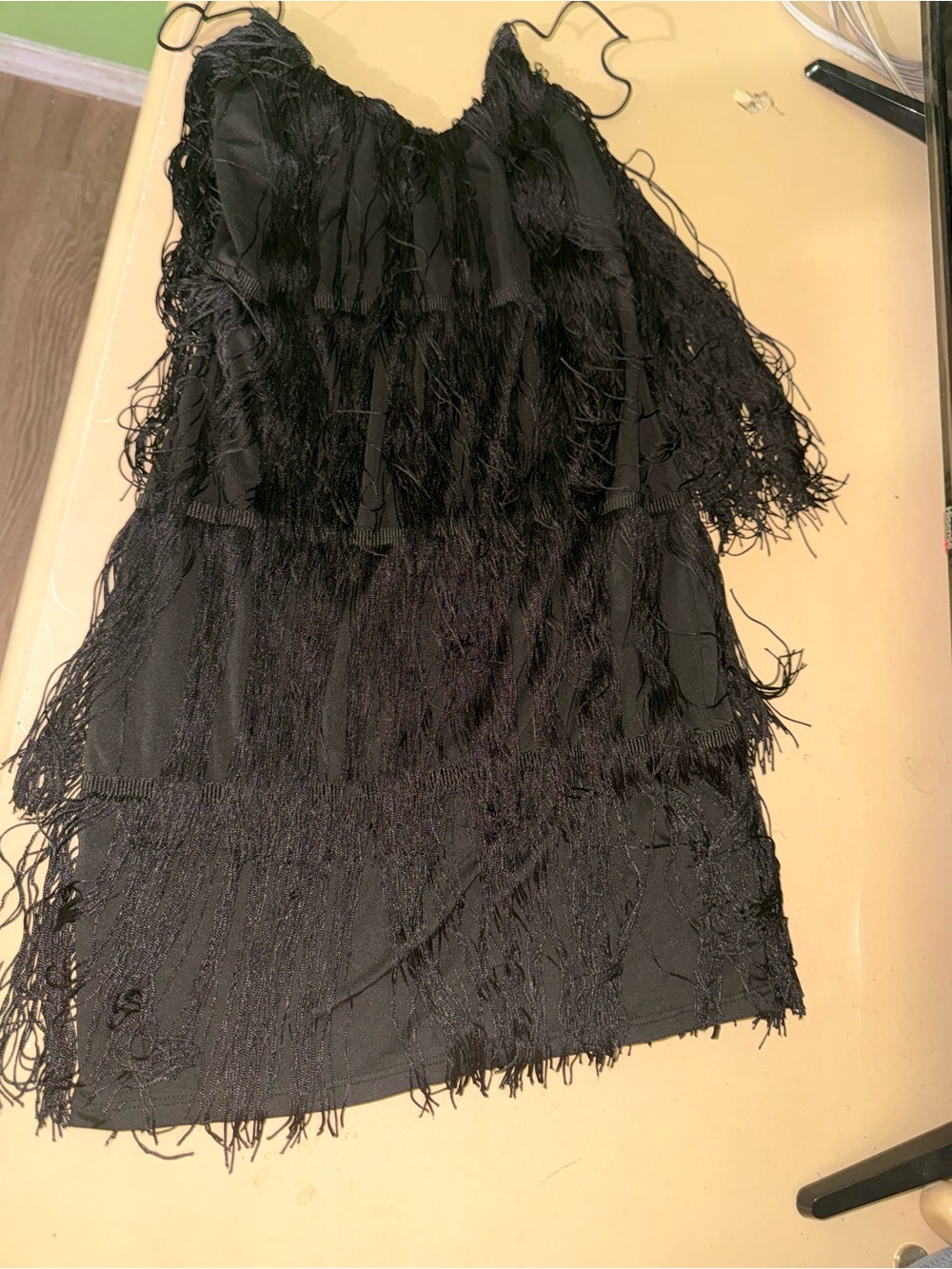 Bear Dance Black Fringed Slip Dress